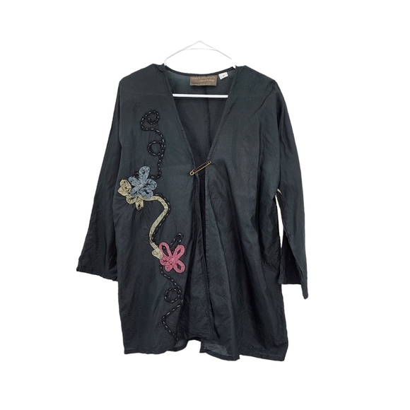 Mary Michele Little Women's Lightweight Applique Open Front Jacket - M - Picture 1 of 8